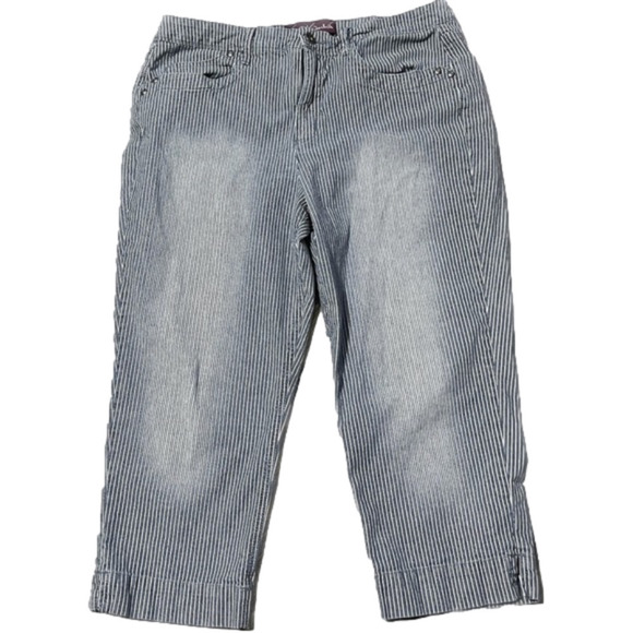 Gloria Vanderbilt Denim - Gloria Vanderbilt Striped Denim Cropped Women’s Pants (Sz 12)